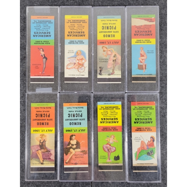 LOT OF 8 - PIN-UP ADVERTISING MATCHBOOK PACKAGES - MONARCH MATCH, ETC
