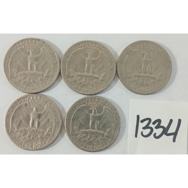 LOT OF 5 - 1942 U.S. 25 CENT SILVER COINS