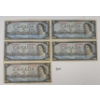 Image 1 : LOT OF 5 - CDN 1954 $5 BANKNOTES