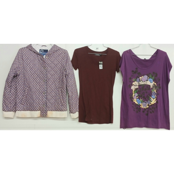 LOT OF 6 - WOMEN'S CARDIGAN, T-SHIRTS, JACKETS & VEST - MFG PENFIELD, WESC, INSIGHT, ETC