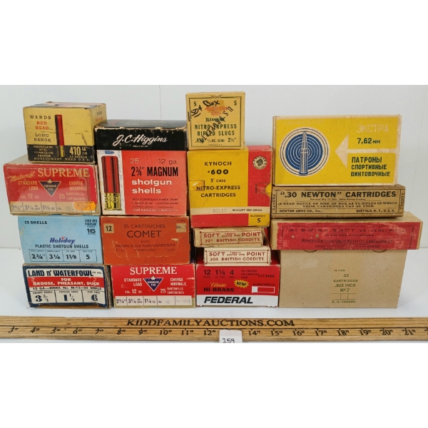 LOT OF 16 - MISC COLLECTIBLE AMMO BOXES - FEDERAL, REMINGTON, NEWTON ARMS, ETC