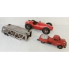 Image 2 : LOT OF 3 - GAMA TIN FRICTION TRUCK, TONKA TRAILER & RACE CAR MODEL