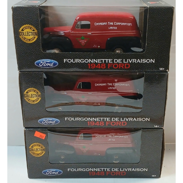 LOT OF 3 - LIBERTY CLASSICS CANADIAN TIRE 1948 FORD DELIVERY VAN DIECAST COIN BANKS