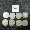 Image 2 : LOT OF 8 - 1942-1966 CDN 25 CENT COINS
