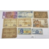 LOT OF 9 - WORLD BANKNOTES - INCL U.S. MILITARY PAYMENT CERTIFICATE & WWI FRANCE NOTES, ETC
