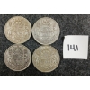 Image 1 : LOT OF 4 - 1943 CDN 50 CENT SILVER COINS