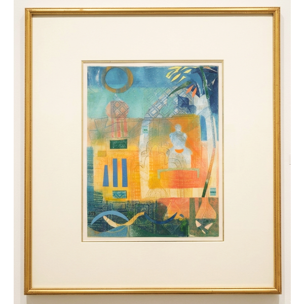 ABSTRACT SCENE BY JAMES MACDOUGALL (PRS CDN ARTIST) - FRAMED MIXED MEDIA 