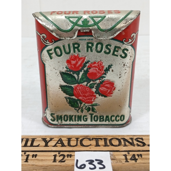 FOUR ROSES SMOKING TOBACCO EMBOSSED TIN