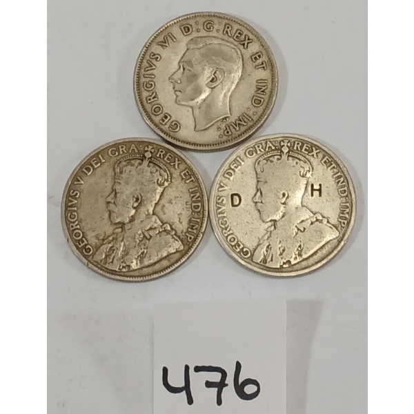 LOT OF 3 - CDN 50 CENT SILVER PCS - INCL 1917 & 1940
