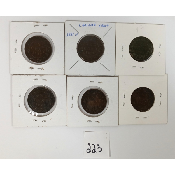 LOT OF 6 - 1881 & 1901 CDN LARGE CENTS