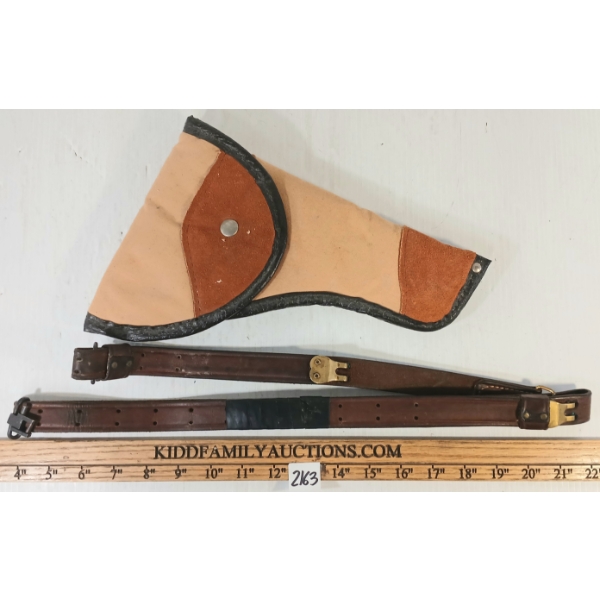 LOT OF 2 - LEATHER SLING & CANVAS HANDGUN HOLSTER