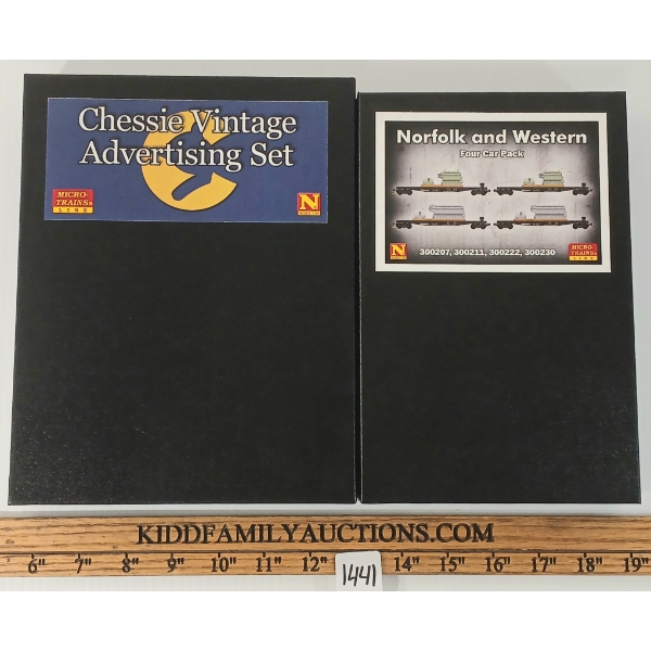 LOT OF 2 - MICRO TRAINS CHESSIE VINTAGE ADVERTISING SET & NORFOLK & WESTERN 4 CAR PACK