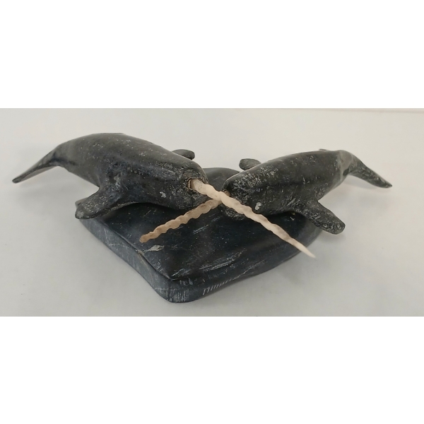 "PAIR OF NARWHALS" - SIGNED - STONE & ANTLER