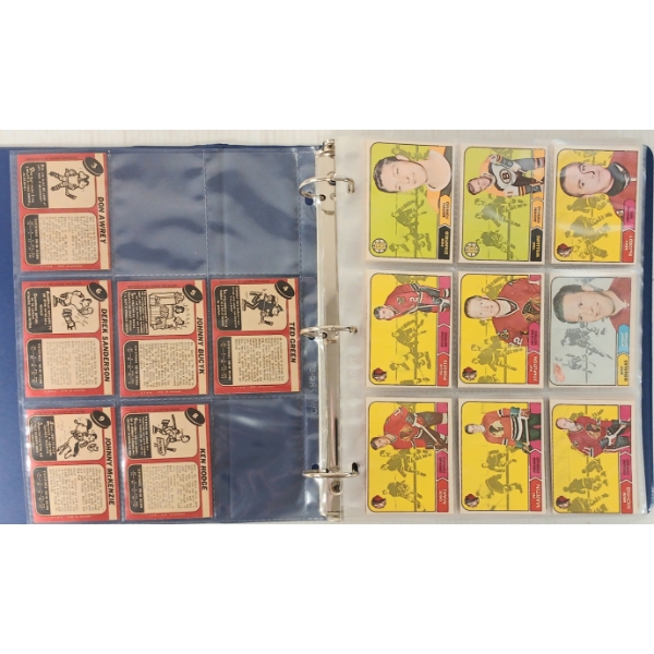 BINDER OF 1968 OPC HOCKEY CARDS - BRUINS, BLACK HAWKS, FLYERS, ETC