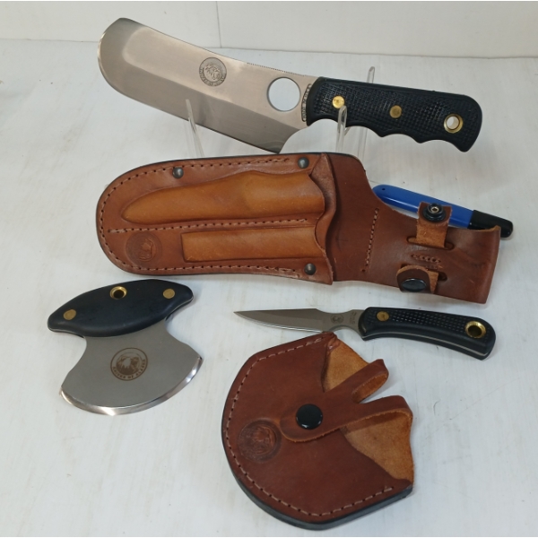LOT OF 2 - KNIVES OF ALASKA 3PC BROWN BEAR COMBO SUREGRIP & ULU SUREGRIP W/ SHEATHS