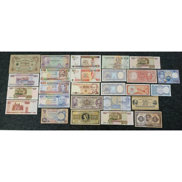 LOT OF 26 - WORLD BANKNOTES - INCL BARBADOS, GREECE, POLAND, ETC
