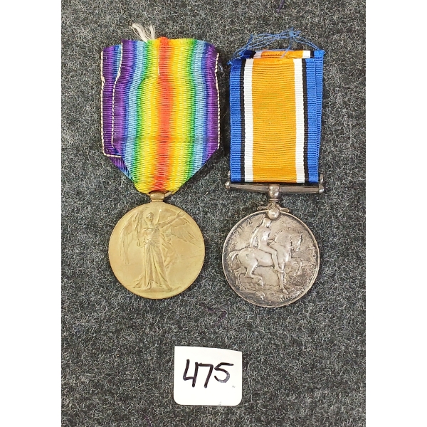 LOT OF 2 - WWI BRITISH MEDALS - 1004055 PTE. F. TRUDEAU CAN. INF. WKS. COY.