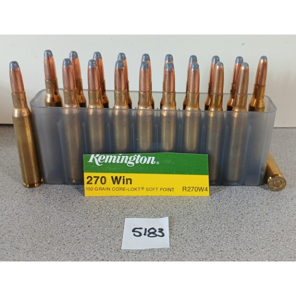 AMMO: 20X REMINGTON .270 WIN - 150GR - CORE-LOKT SP - FACTORY LOADS 