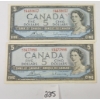 LOT OF 2 - 1954 CDN $5 BANKNOTES