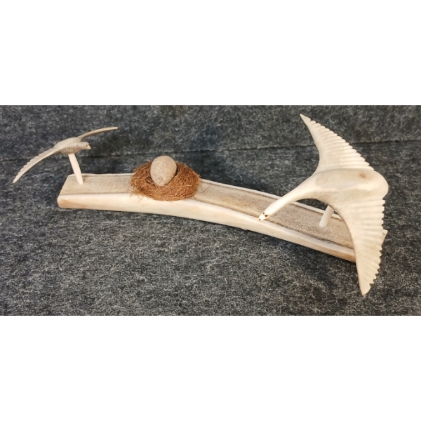 TWO GEESE W/ NEST BY UNKNOWN ARTIST - ANTLER