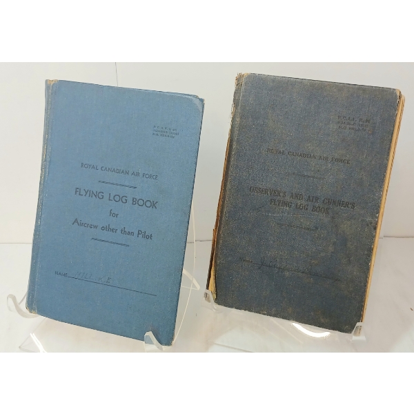 LOT OF 2 - WWII RCAF OBSERVER'S & TAIL GUNNER'S LOGBOOKS