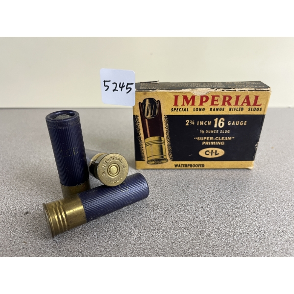 COLLECTABLE AMMO: 5X IMPERIAL 16 GA 2-3/4IN -7/8 OZ SLUG 