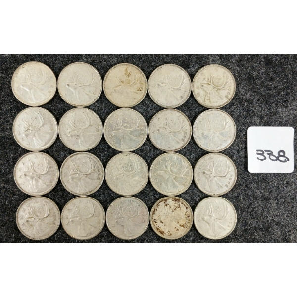LOT OF 20 - 1968 CDN 25 CENT COINS 