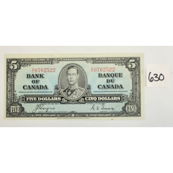 1937 CDN $5 BANKNOTE