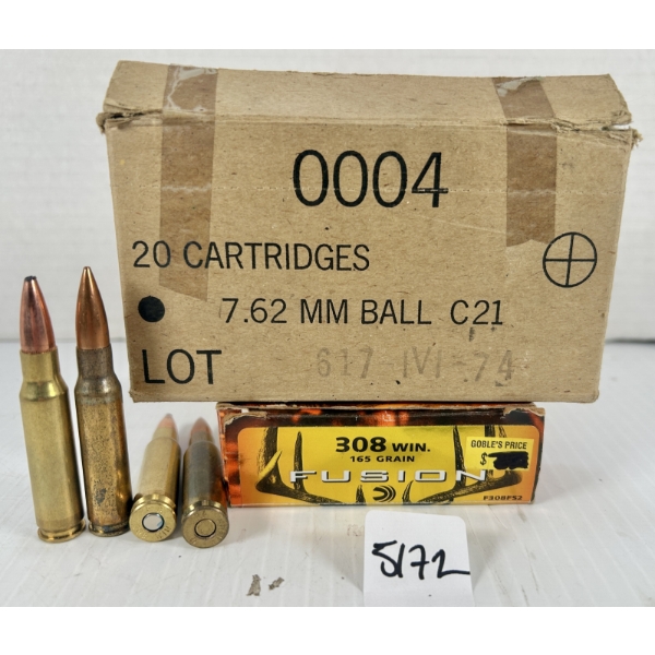 AMMO: 40X .308 WIN 165GR. SP & MILITARY FMJ 