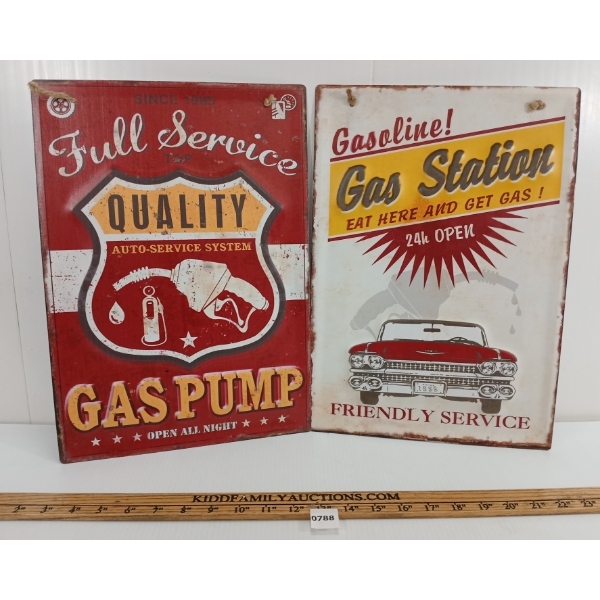 LOT OF 2 - TIN SERVICE STATION GARAGE SIGNS
