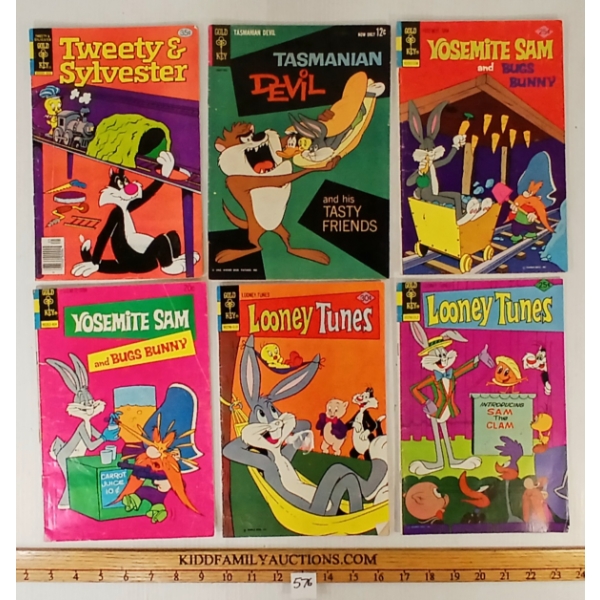 LOT OF 6 - GOLD KEY COMICS - LOONEY TUNES, YOSEMITE SAM, TASMANIAN DEVIL, TWEETY & SYLVESTER