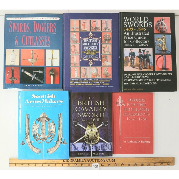 LOT OF 6 - "SCOTTISH ARMS MAKERS", "BRITISH CAVALRY SWORD", "WORLD SWORDS", ETC