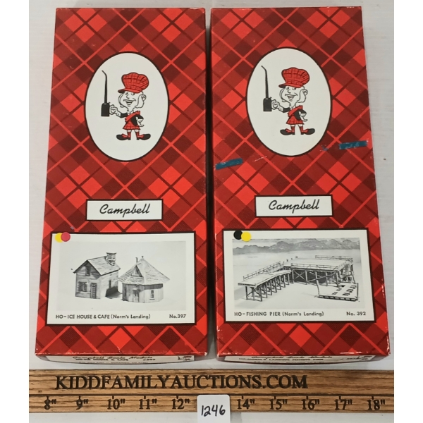 LOT OF 2 - CAMPBELL FISHING PIER, ICE HOUSE & CAFE ( NORM'S LANDING ) KITS - #397 & #392
