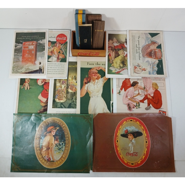 QTY OF COCA-COLA - PAPER ADVERTISEMENTS, QUILL BALLPOINT PENS, ETC
