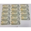 LOT OF 14 - 1973 CDN $1 BANKNOTES
