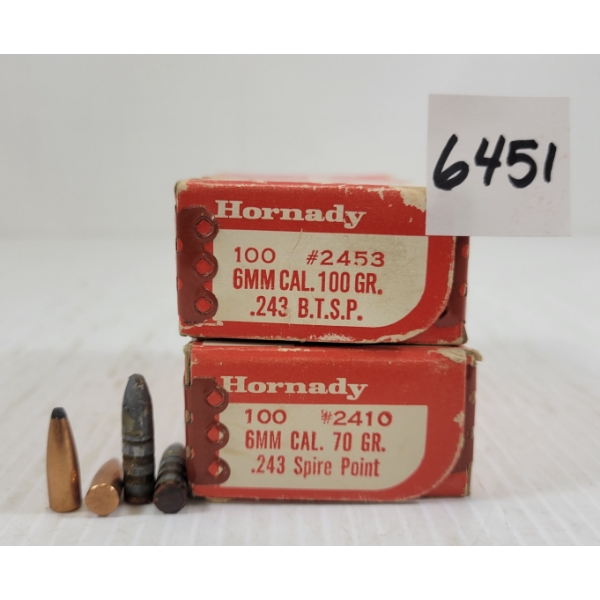 BULLETS: 200X HORNADY 6MM - BTSP & SPIRE POINT