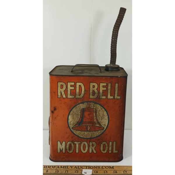 RED BELL MOTOR OIL CAN - 2 GAL