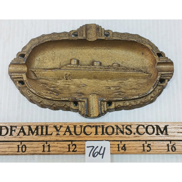 1930'S SS NORMANDIE BRASS ASHTRAY
