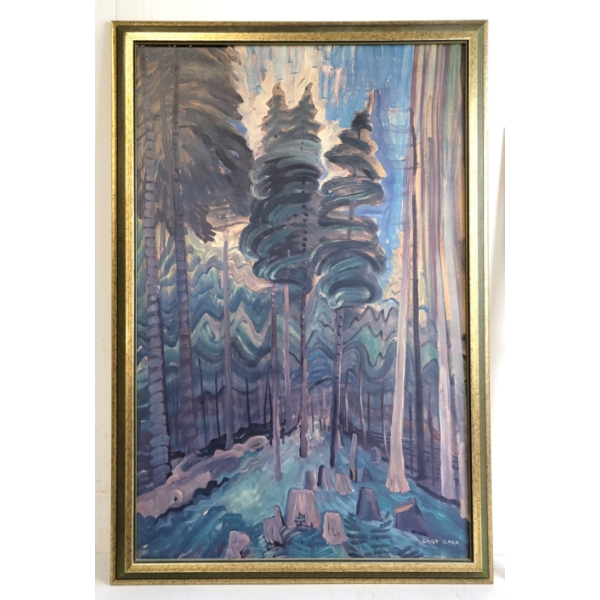  FOREST LANDSCAPE (I)  BY EMILY CARR(1871 - 1945) - FRAMED ACRYLIC ON BOARD