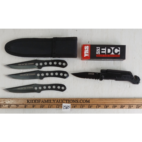 LOT OF 2 - TRS X8 STINGER THROWING KNIVES SET & 5N1 EDC