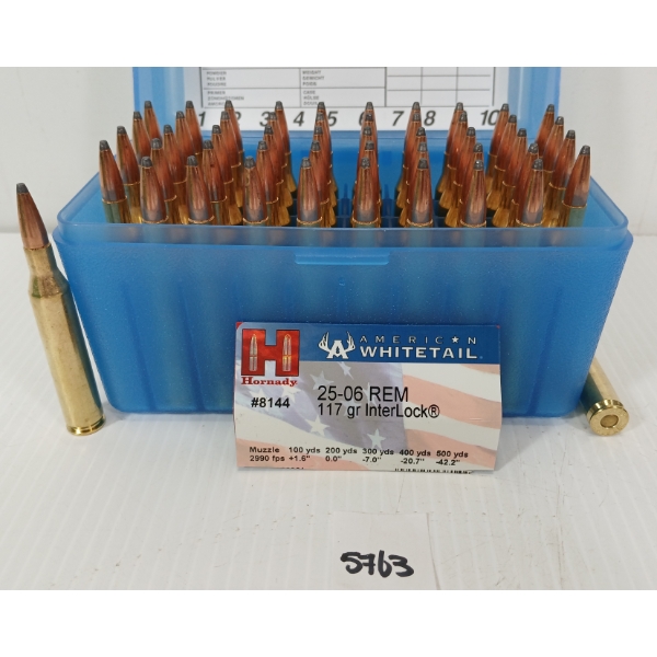 AMMO: 50X HORNADY AMERICAN WHITETAIL .25-06 REM - 117GR - INTERLOCK - FACTORY LOADS
