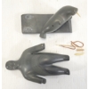 Image 11 : MAN HUNTING WALRUS BY LUCASSIE OQAITUQ (PRS CDN ARTIST) - BONE & STONE
