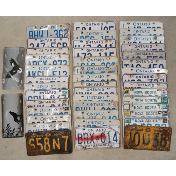 QTY OF 1942 - 2011 ONTARIO / NOVA SCOTIA LICENCE PLATES 