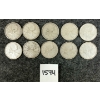 Image 2 : LOT OF 10 - 1940-1966 CDN 25 CENT SILVER COINS