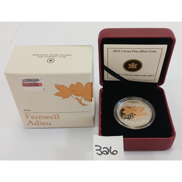 RCM 2012 1 CENT SILVER COIN - FAREWELL ADIEU