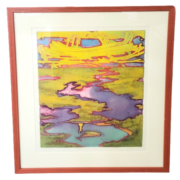 "LAND & SKY SERIES #1" BY ORAM PAYER - FRAMED WOODBLOCK PRINT