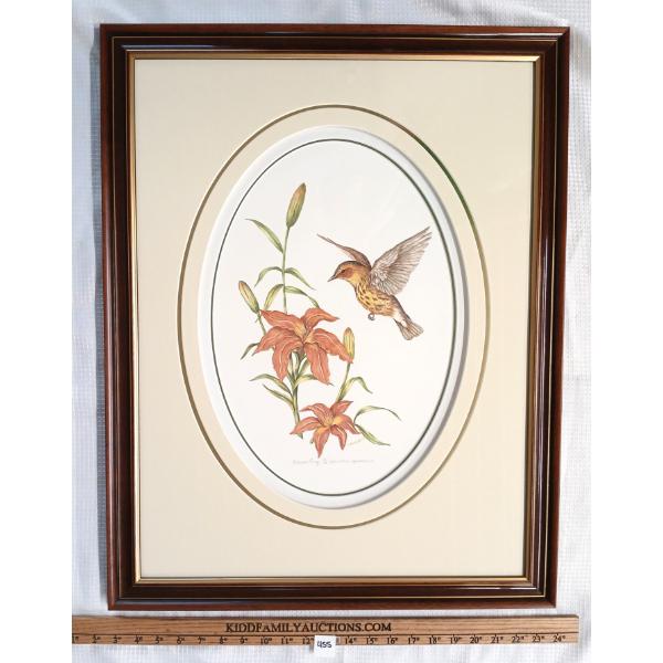  SPRING CAMEO - CAPE MAY WARBLER & DAY LILY  BY CHRISTINE MARSHALL (PRS CDN ARTIST) 