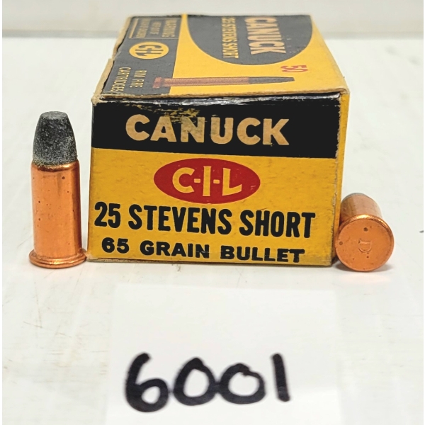 AMMO: 50X CANUCK .25 STEVENS SHORT 65 GR.