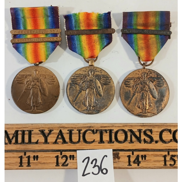 LOT OF 3 - WWI U.S. VICTORY MEDALS