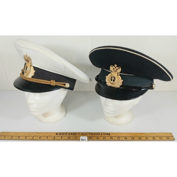 LOT OF 2 - UKRAINIAN NAVAL OFFICER'S CAPS